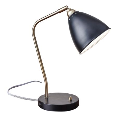 Adesso Chelsea Desk Lamp 21 H Black Shadeblack Base Office Depot