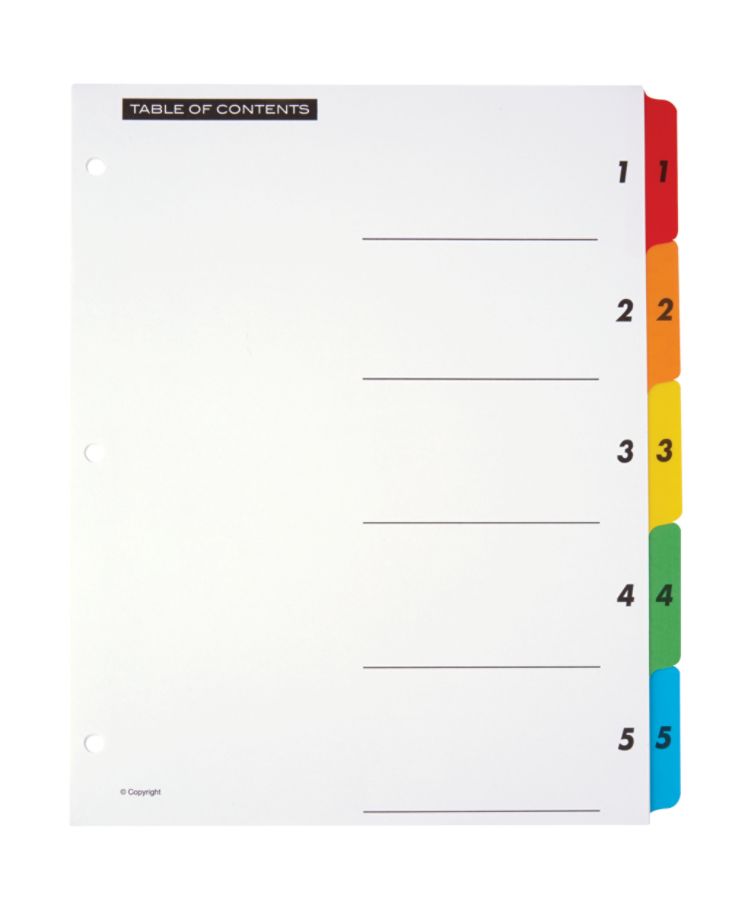 Office Depot Brand Table Of Contents Customizable Index With Preprinted ...