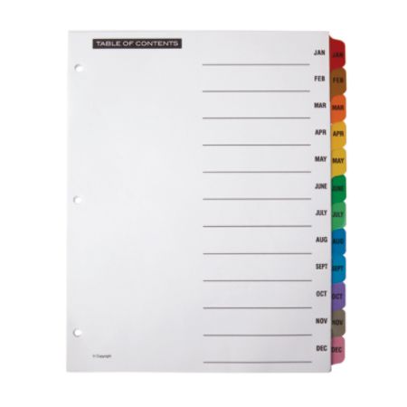 Office Depot Brand Table Of Contents Customizable Index With Preprinted ...