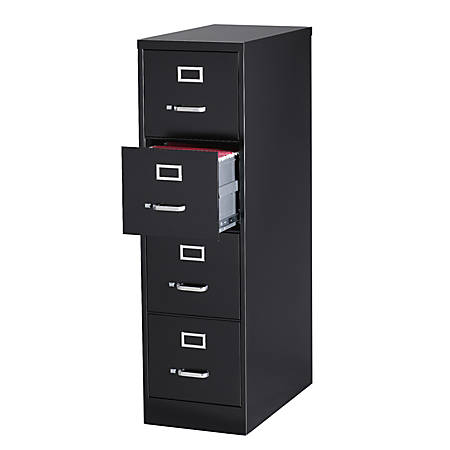 Workpro 25 D Vertical 4 Drawer File Cabinet Metal Black Office Depot