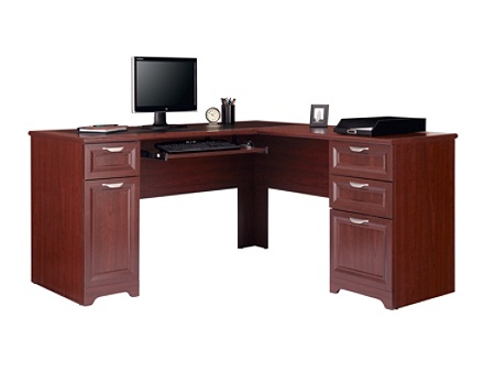 Realspace Magellan 59 W L Shaped Desk Classic Cherry Office Depot
