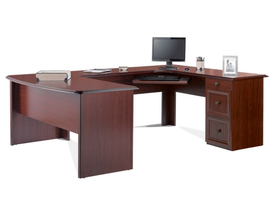 Realspace Broadstreet 65 U Desk Cherry Office Depot