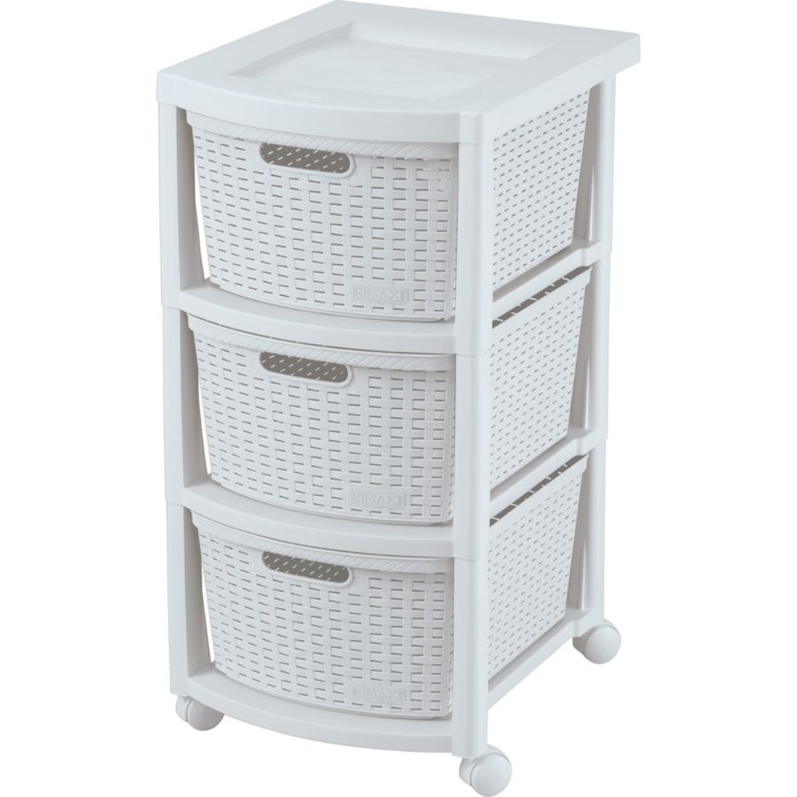 3 Drawer Rolling Cart White - Inval