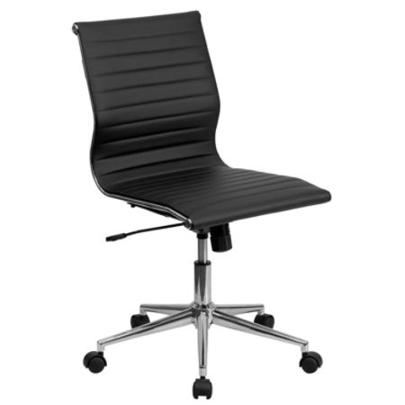 chair leather mid conference office armless ribbed swivel upholstered flash furniture arms sleek bt gg bk leathersoft adjustable bonded rack
