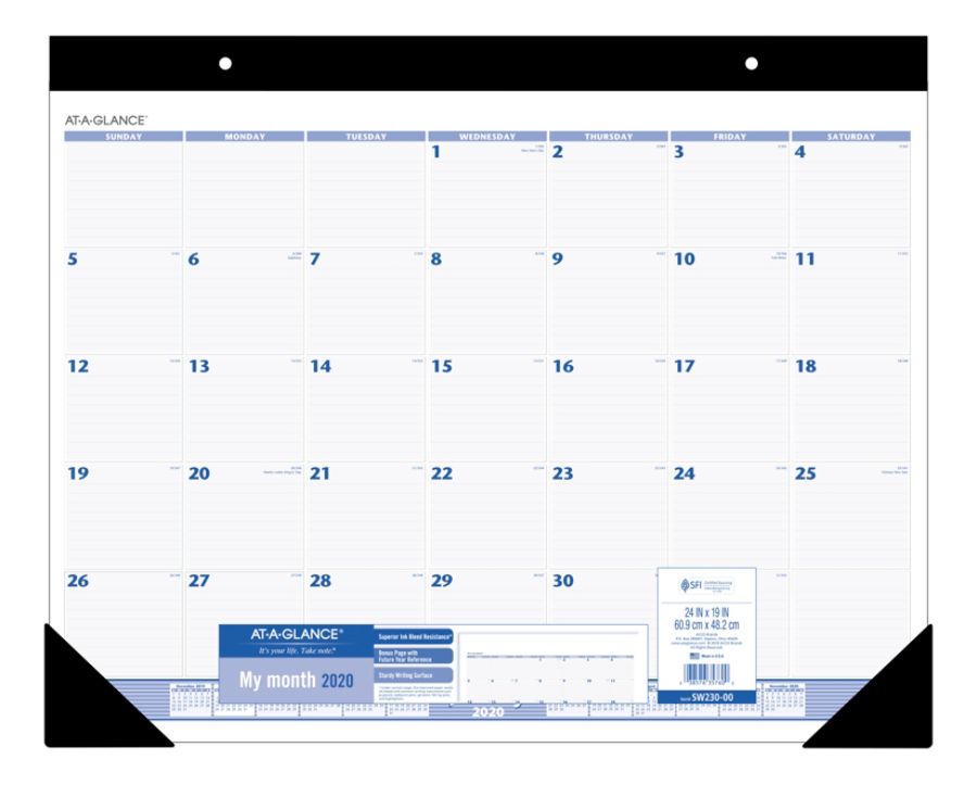 AT A GLANCE Monthly Desk Pad Calendar 24 x 19 BlueGray January To