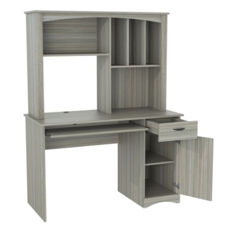 Inval Bandya Computer Deskworkcenter With Hutch Smoke Oak Office