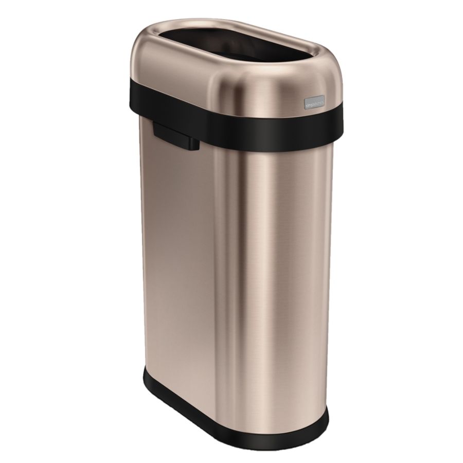 Simplehuman Slim Open Trash Can 13 Gallons Rose Gold Steel