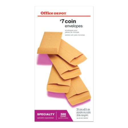Office Depot Brand Coin Envelopes 7 3 12 x 6 12 Brown ...