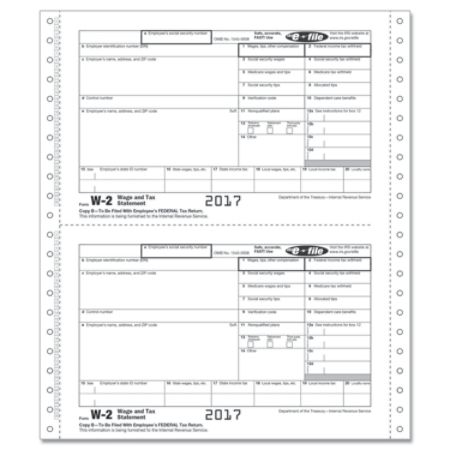 ComplyRight W 2 Continuous Tax Forms For 2017 Employee Copies B C 2 And ...