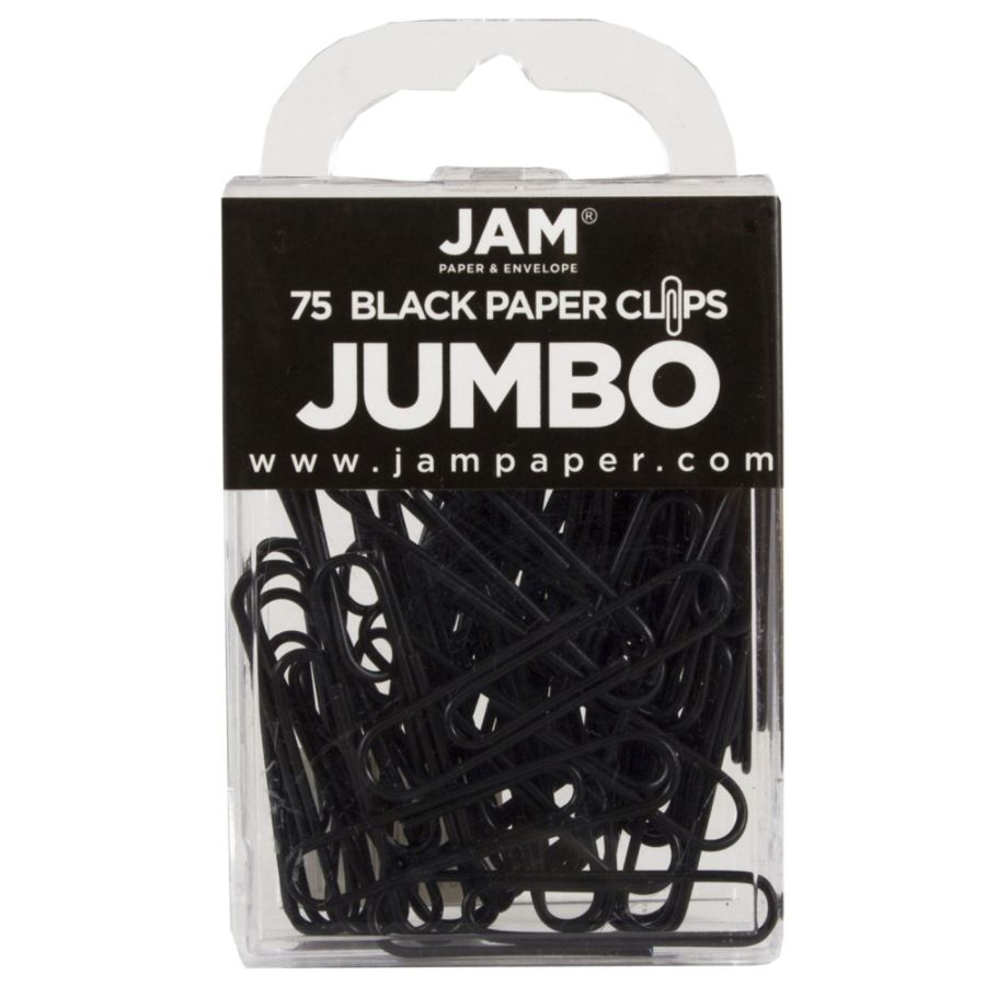 JAM Paper 2" 75pk Colorful Jumbo Paper Clips - Large - Black