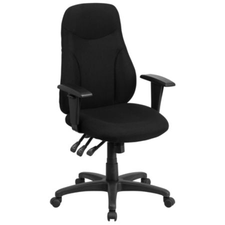 Flash Furniture Fabric High Back Multifunctional Ergonomic Swivel Chair With Adjustable Armrests Black Item 494189