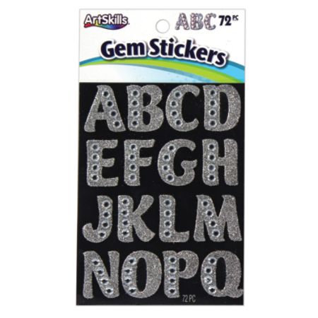 Artskills Gem Alphabet Stickers Large 1 14 Custom Silver Pack Of 72 ...