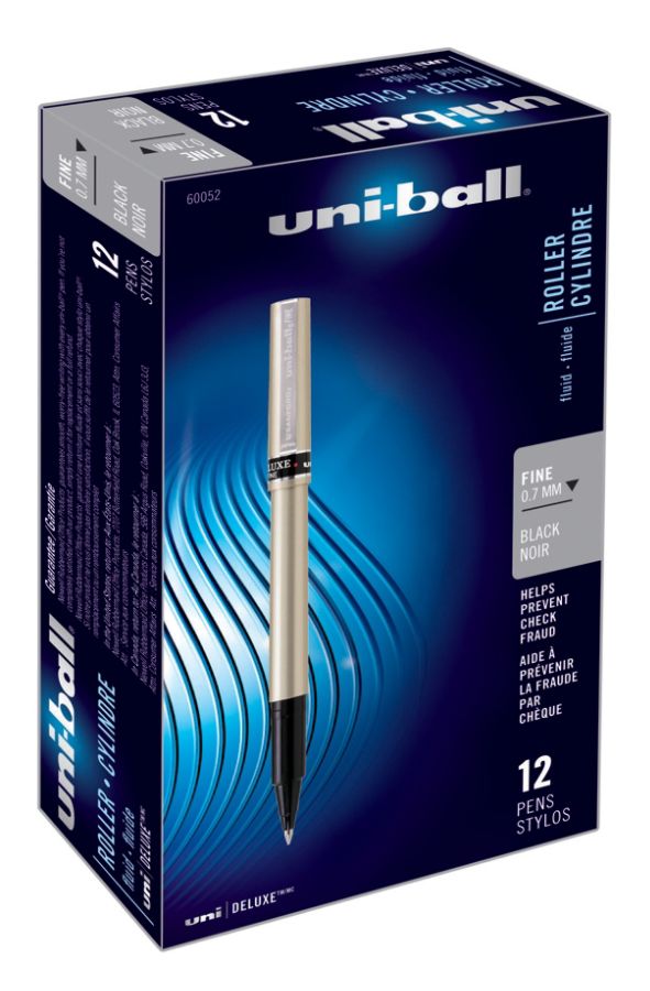 uniball® Deluxe Rollerball Pens, Fine Point, 0.7 mm, Gold Barrel