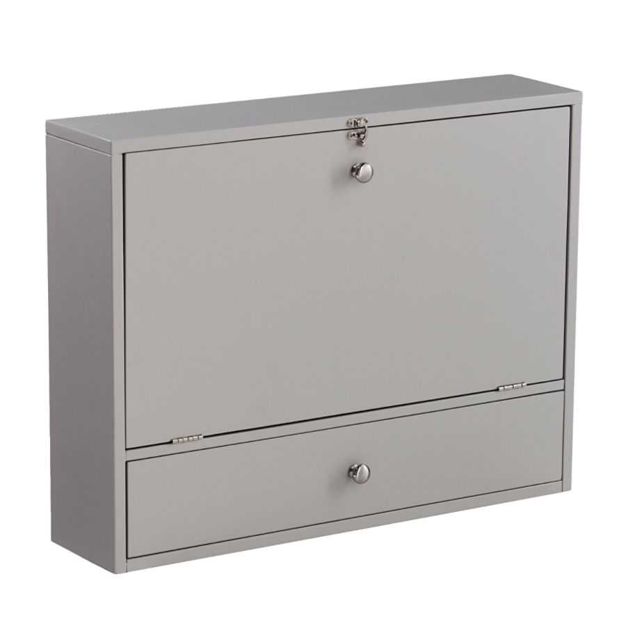 Southern Enterprises Wall-Mount 26"W Desk With Storage, Gray