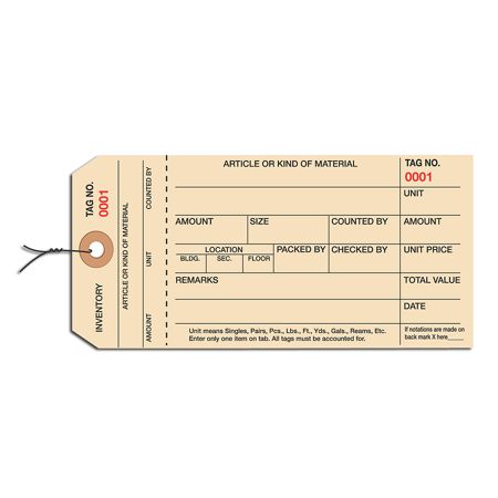 Prewired Manila Inventory Tags 1 Part Stub Style 5000 5999 Box Of 1000 ...