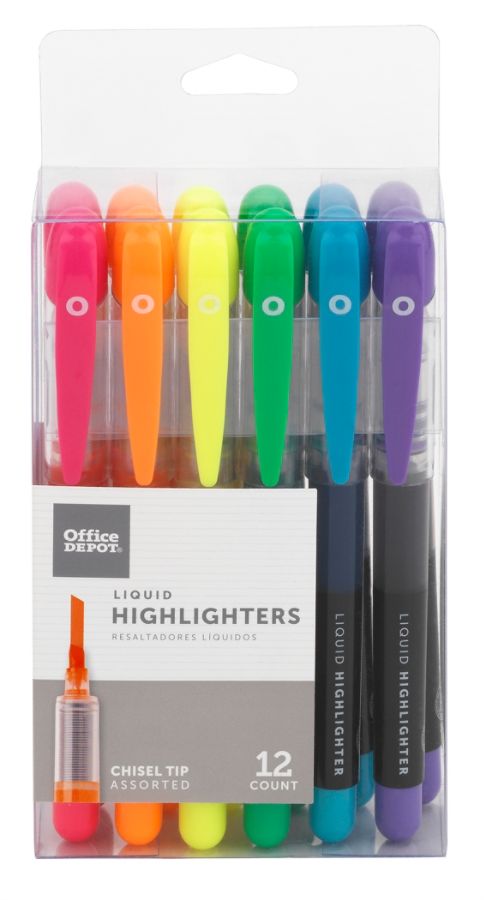 FORAY Liquid Ink Highlighters With Chisel Tips, Assorted Colors, Pack ...