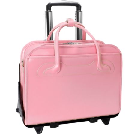 McKlein Willow Brook Italian Leather Detachable Wheeled Briefcase Pink ...