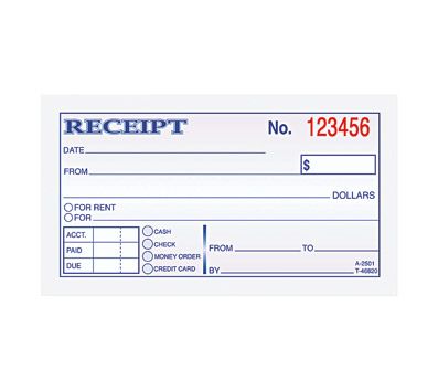 Tops business forms inc money rent receipts upc barcode