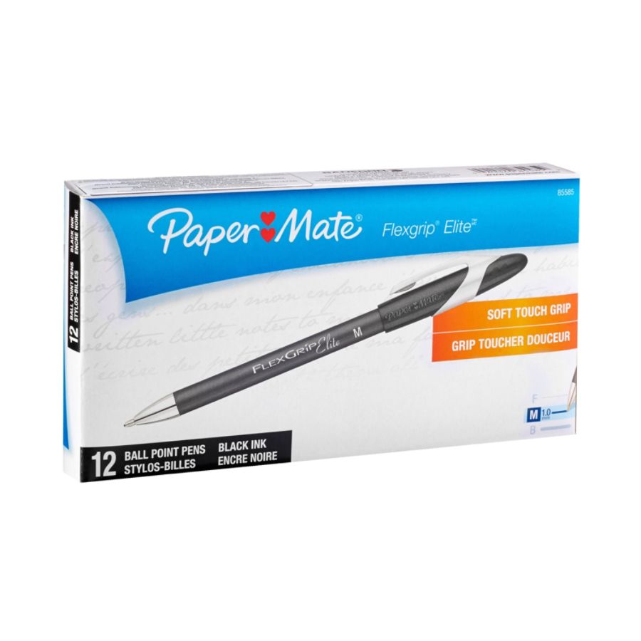 Paper Mate FlexGrip Elite Ballpoint Stick Pens Medium Point 1.0 mm ...