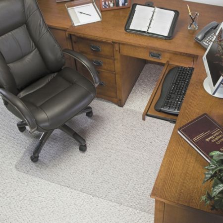 Deflecto Glass Clear Chair Mat For Low Pile Carpets With Lip 45 X