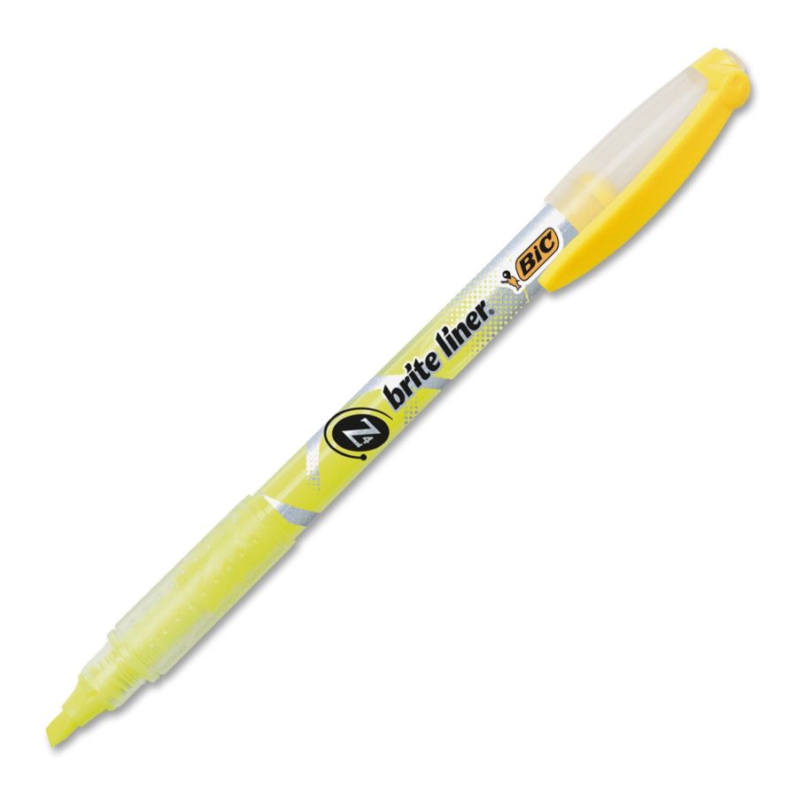 BIC Z4 Brite Liner Highlighters Fluorescent Yellow Pack Of 12 by Office ...