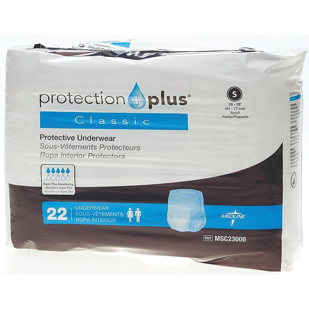 Absorbent polymer construction offers great containment and helps care for patient's skin Super-absorbent polymer material improves containment. Cloth-like outer cover feels comfortable against the skin and helps reduce irritation and rashes. Discreet design minimizes bulk, ensuring confidence throughout the day. Extra-wide belts secure the undergarments in place. Includes 2 belts. Replacement belts sold separately.