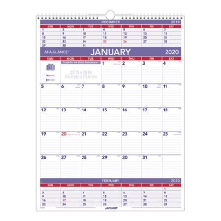 AT A GLANCE Monthly Wall Calendar PM102820 - Office Depot
