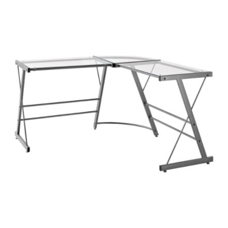 Ameriwood Home Glass L Shaped Computer Desk Gray Office Depot