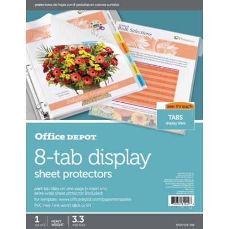 Office Depot Brand Tabbed Sheet Protectors 8 Tab Assorted Colors