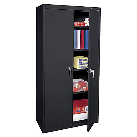 sandusky 72" steel welded/assembled storage cabinet with 4 adjustable  shelves, black item # 534849