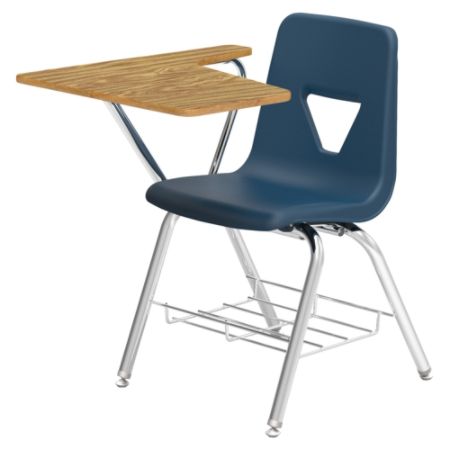 Lorell Classroom Student Combo Desk Tablet Arm Navymedium Oak