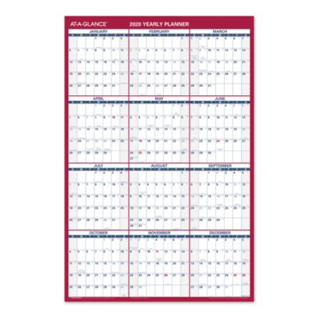 At A Glance 2 Sided Yearly Erasable Wall Calendar 24 X 36 Bluegray January To December 2020 Pm26b28 Item 5387665