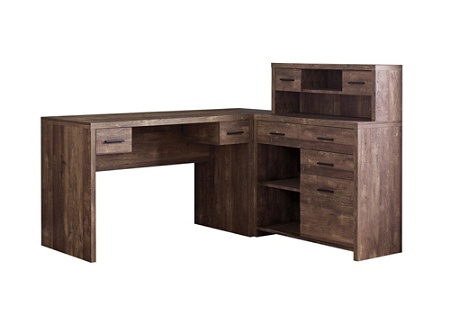 Monarch Specialties L Shaped Computer Desk With Hutch Brown