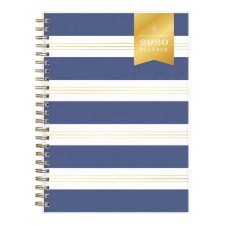 Twin Wire Binding Navy Stripe 5 X 8 Flexible Cover Day Designer For Blue Sky 2020 Year Daily Monthly Planner