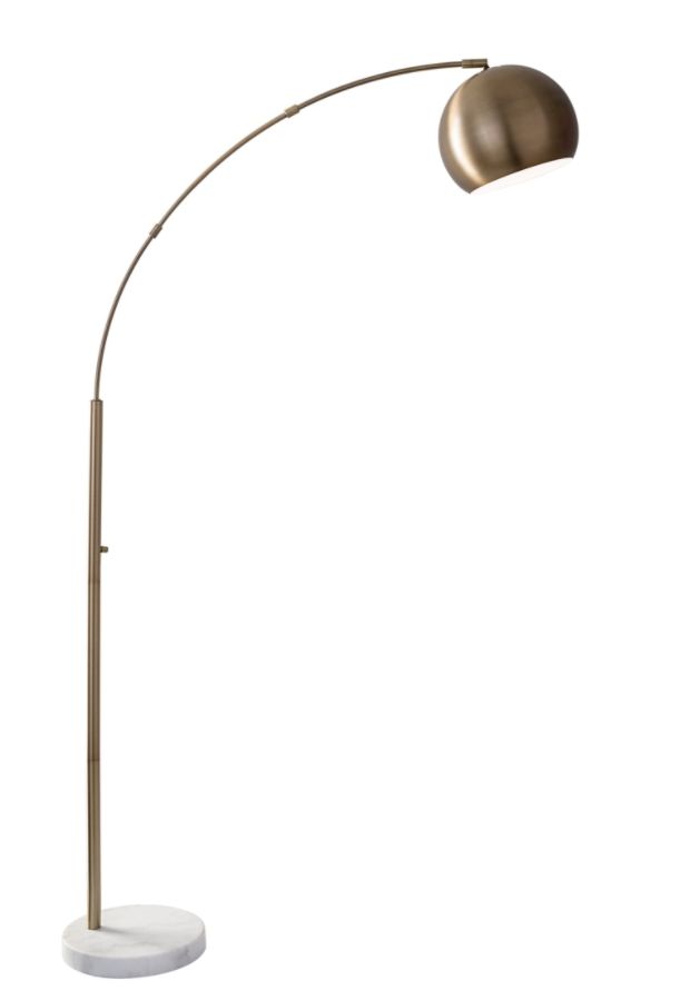 Adesso Astoria Arc Floor Lamp 78 H Antique Brass Shadewhite Marble