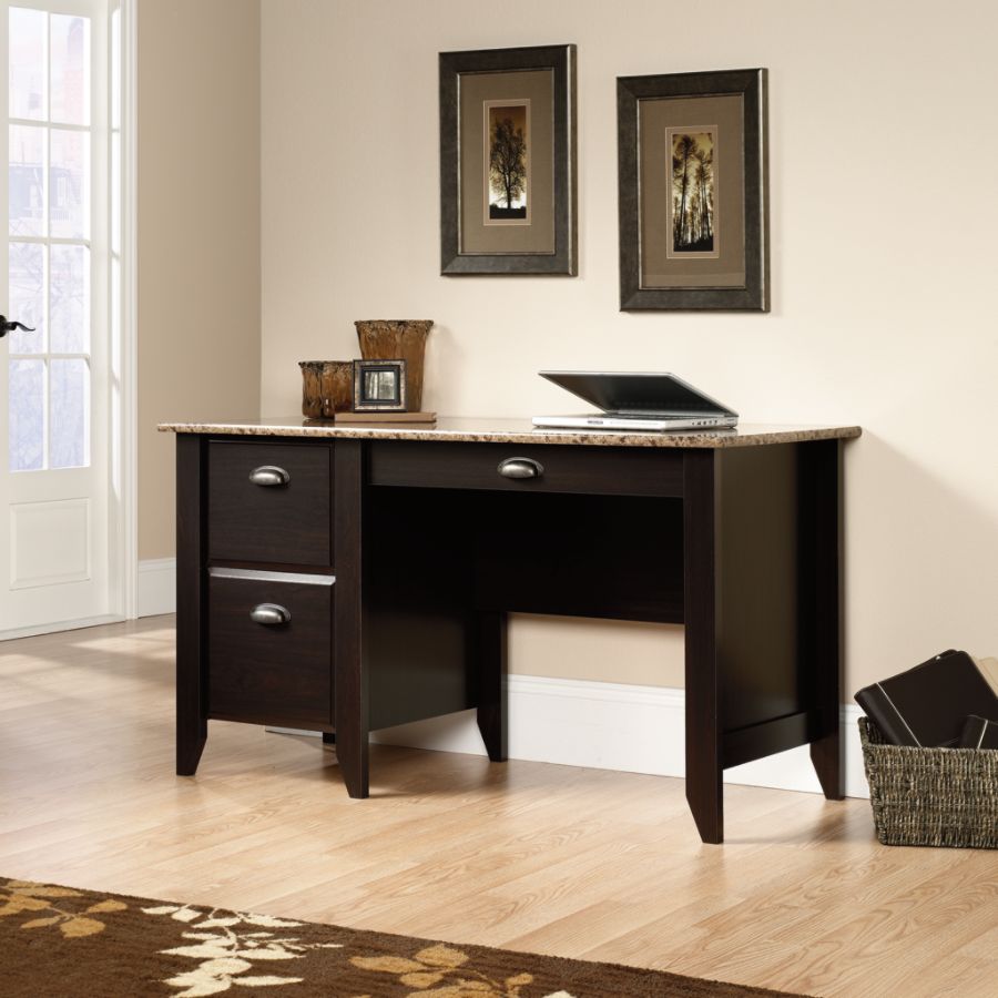 Sauder Samber Desk Granite Jamocha Wood Zerbee