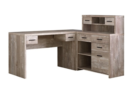 Monarch Specialties L Shaped Computer Desk With Hutch Taupe