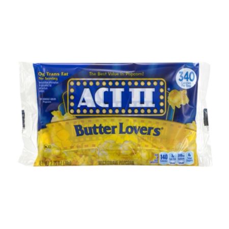 Act Ii Butter Lovers Microwave Popcorn Bags 2.75 Oz Pack Of 36 Bags ...