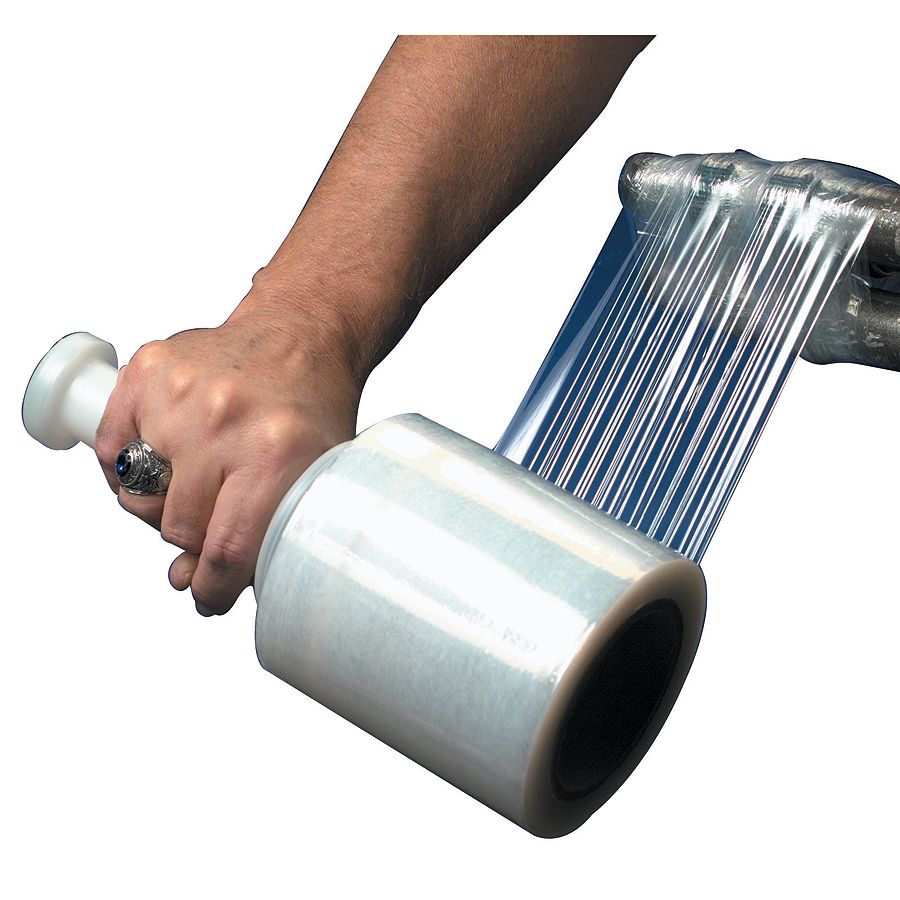 Office Depot&reg; Brand Narrow-Width Bundling Stretch Film With One Handle, 100 Gauge, 3&quot; x 650', Pack Of 4
