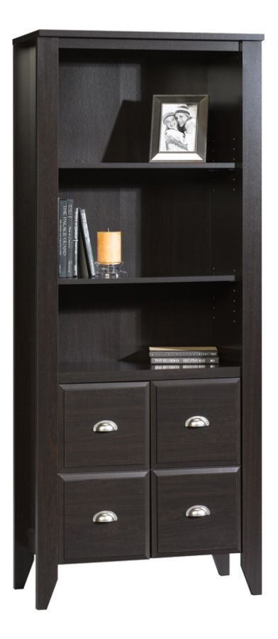 Sauder Shoal Creek 4 Shelf Bookcase With 2 Doors Jamocha Wood