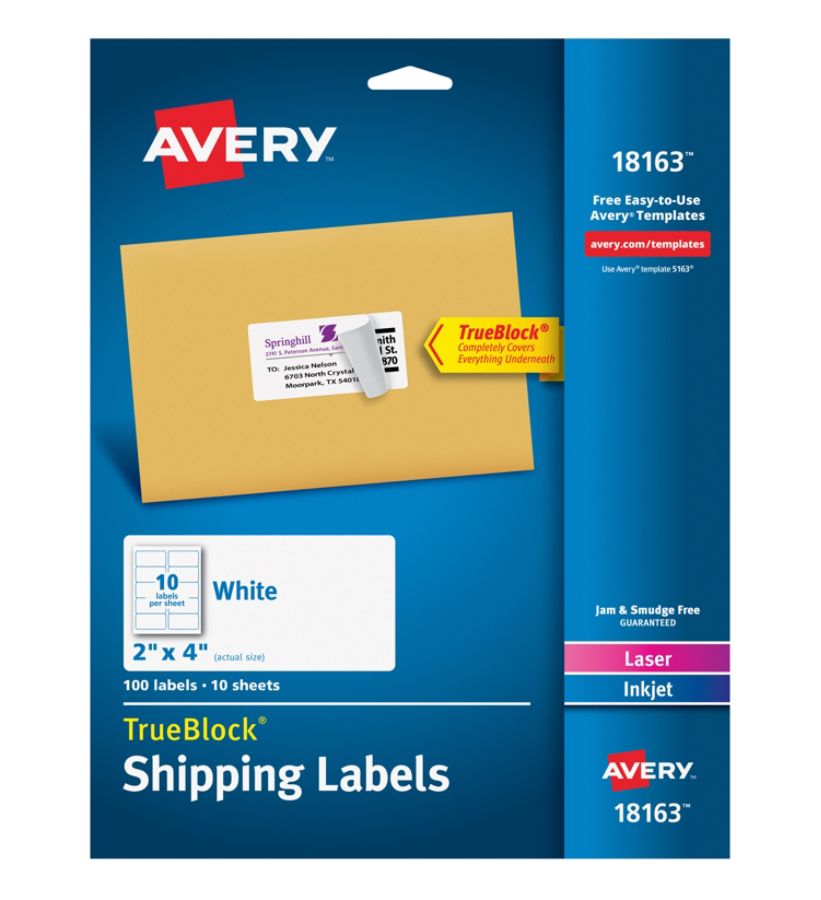 avery labels template 18163