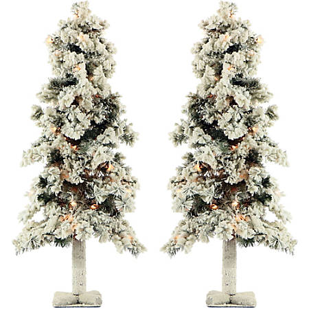 fraser hill farm snowy alpine trees with clear lights 3 set of 2 by fraser hill farm snowy alpine trees
