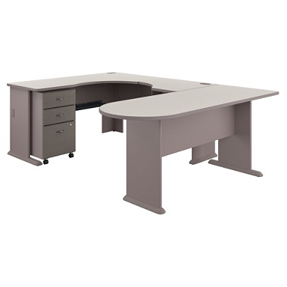 Bush Business Furniture Office Advantage U Shaped Corner Desk With