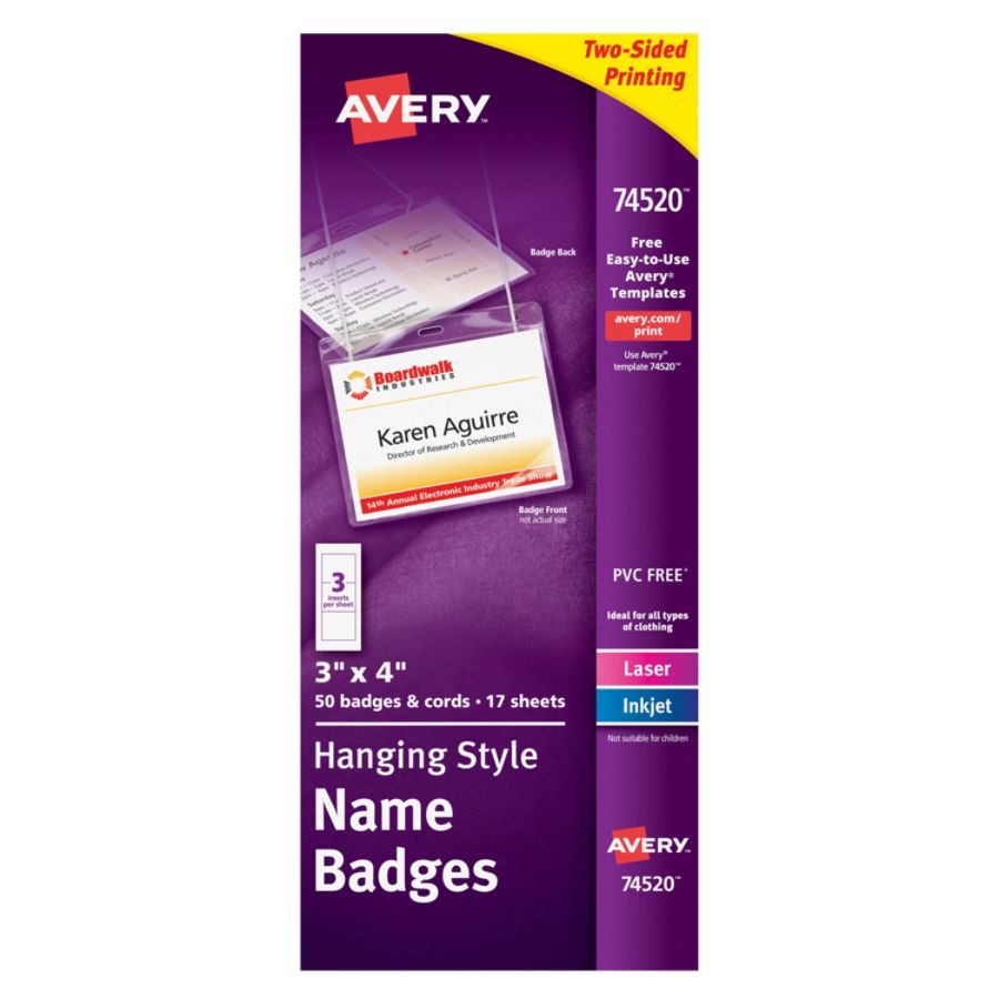 Avery Hanging Name Badge Kit 3 X 4 Box Of 50 - Office Depot