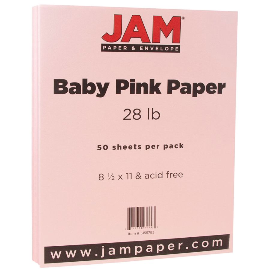 JAM Paper Basis 28lb Paper 8.5" X 11" 50pk - Baby Pink