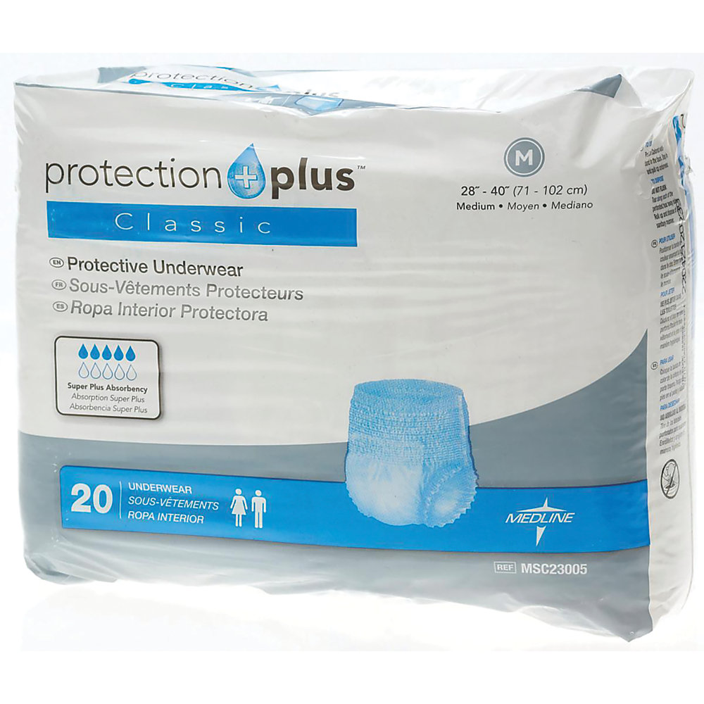 Absorbent polymer construction offers great containment and helps care for patient's skin Super-absorbent polymer material improves containment. Cloth-like outer cover feels comfortable against the skin and helps reduce irritation and rashes. Discreet design minimizes bulk, ensuring confidence throughout the day. Extra-wide belts secure the undergarments in place. Includes 2 belts. Replacement belts sold separately.