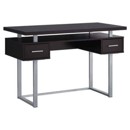 Monarch Specialties Computer Desk With Drawers Cappuccinosilver