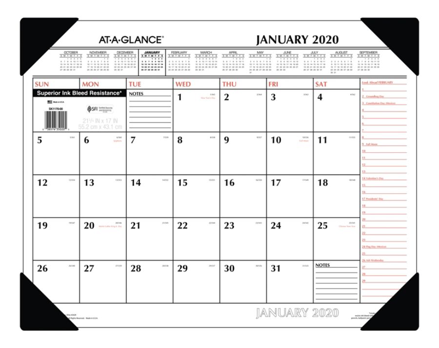 At A Glance 2 Color 2020 Desk Pad Sk11700020 Office Depot