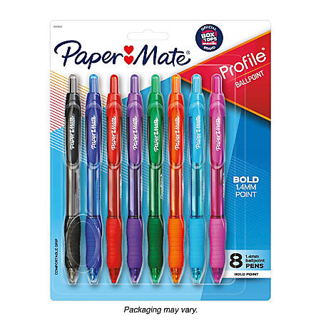 Bold 1.4mm Assorted Colors Paper Mate Profile Retractable Ballpoint Pens