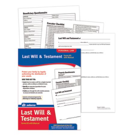 Adams Last Will And Testament Kit Office Depot